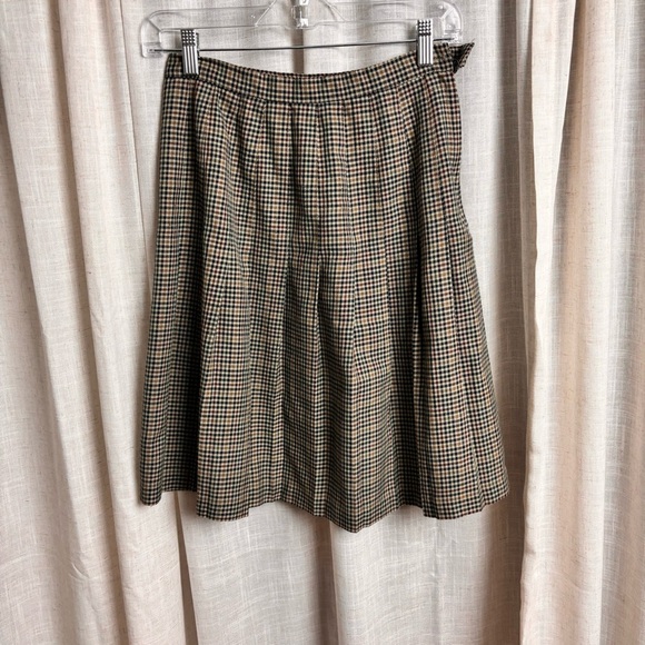 Vintage Daniel B. Pleated plaid mini midi skirt feels like wool blend size XS 2 - Picture 3 of 5